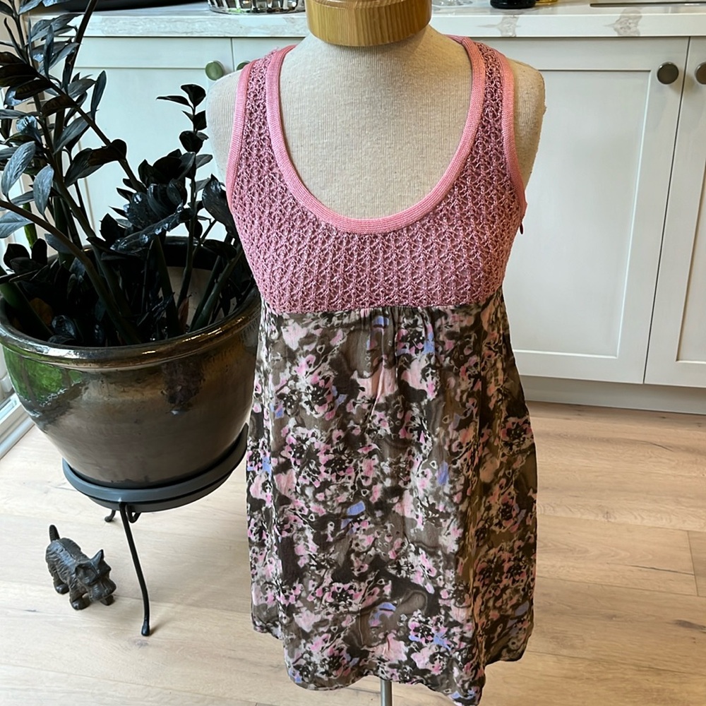 Pink knit bodice with silk skirt dress from Italian designer Ermanmo Scervino